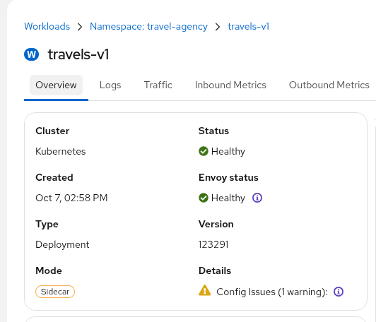 Envoy memory status and Envoy Memory dashboard on the workload Envoy tab Envoy memory on workload Envoy tab
